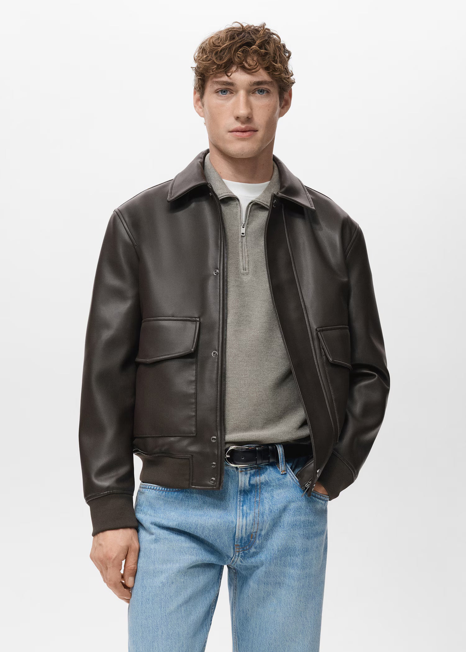 Chaqueta de Cuero Café-zoom-1
