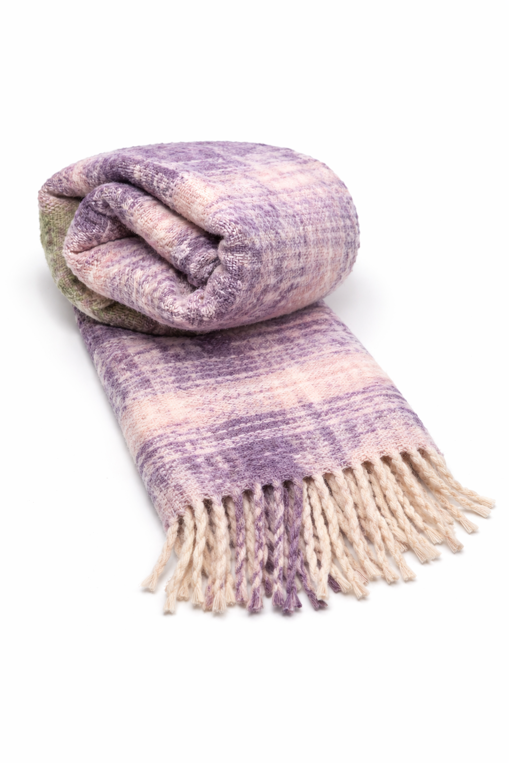 Bufanda Tejida - Pastel Lila Rosa y Verde