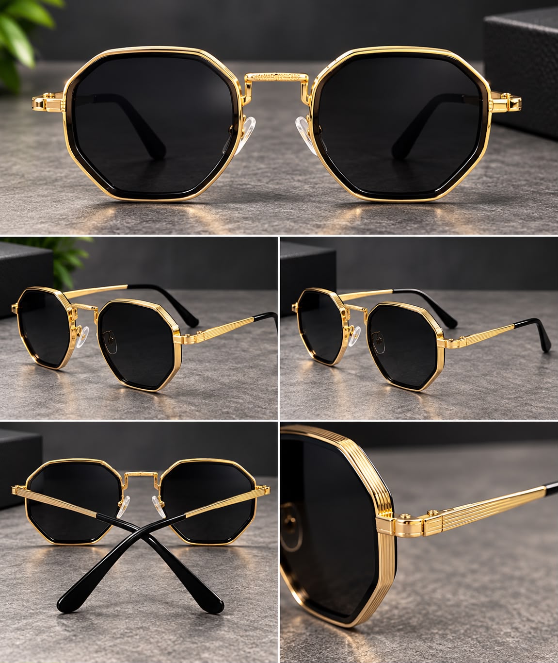 Lentes de Sol Metálicos Geométricos Unisex-zoom-4