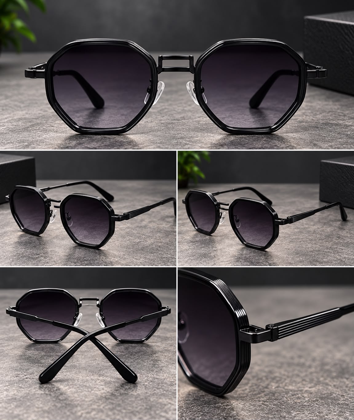 Lentes de Sol Metálicos Geométricos Unisex-zoom-3