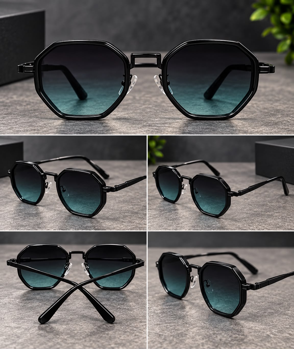 Lentes de Sol Metálicos Geométricos Unisex