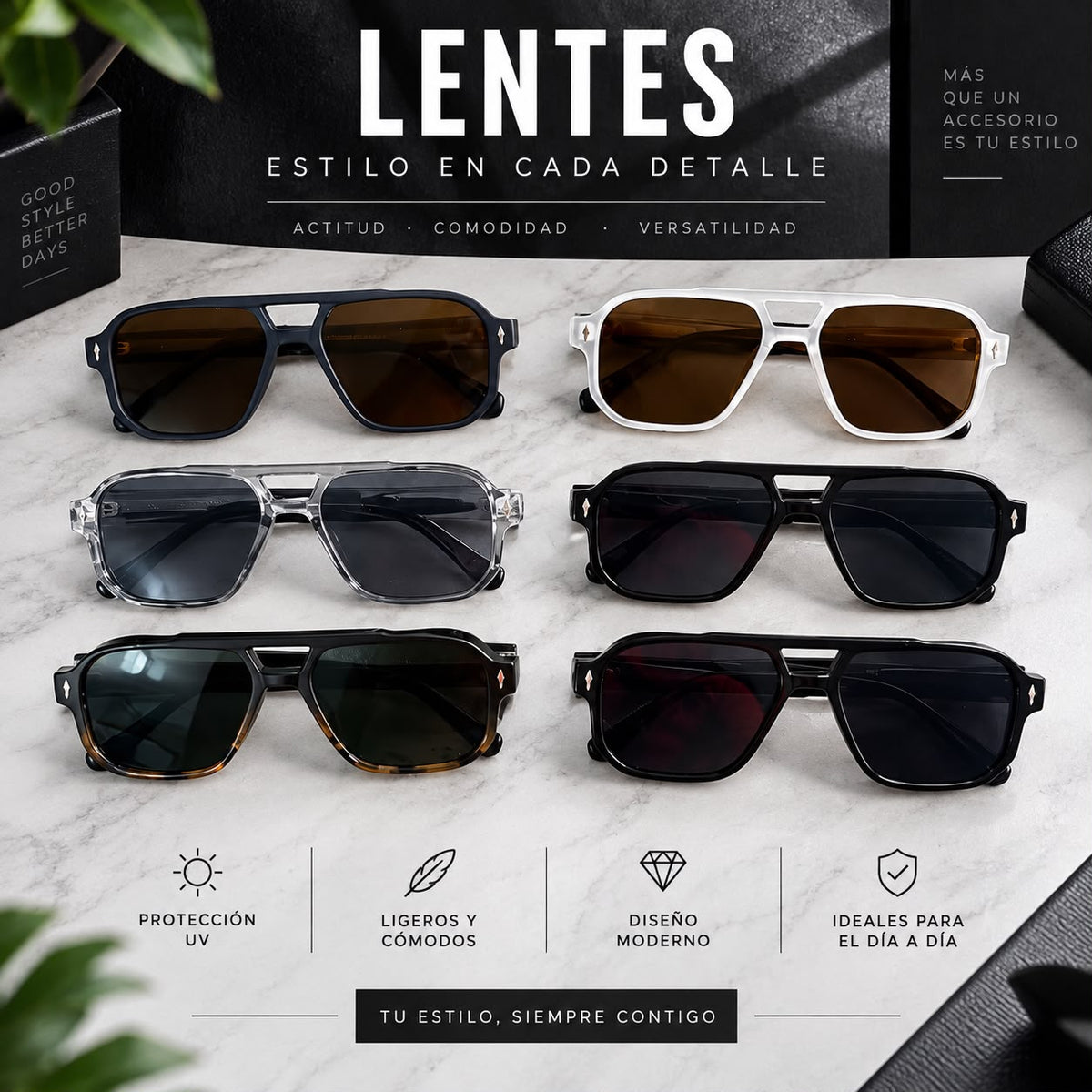 Lentes de Sol Piloto Doble Puente Unisex