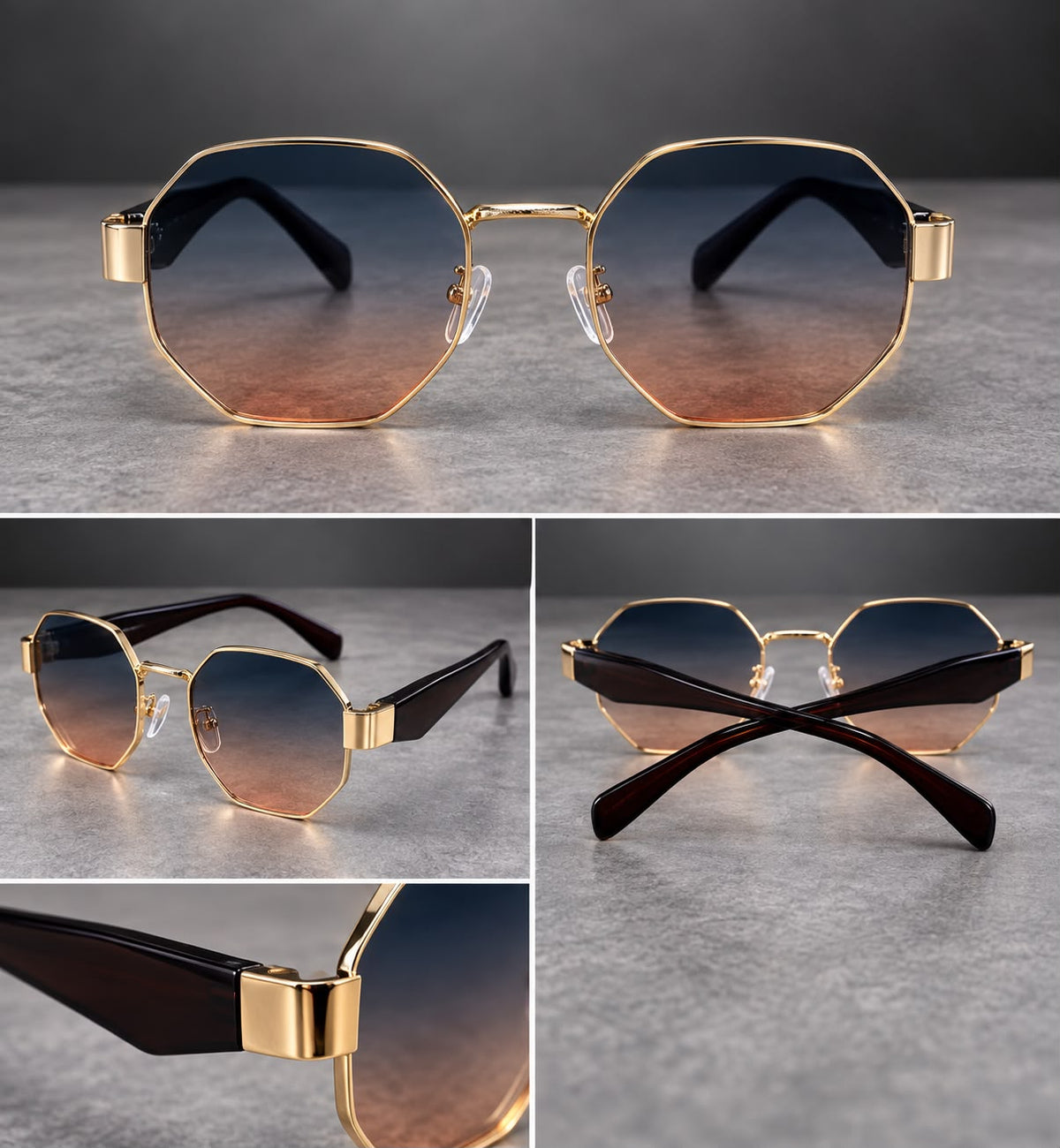 Lentes de Sol Metálicos Octagonales Unisex-zoom-5