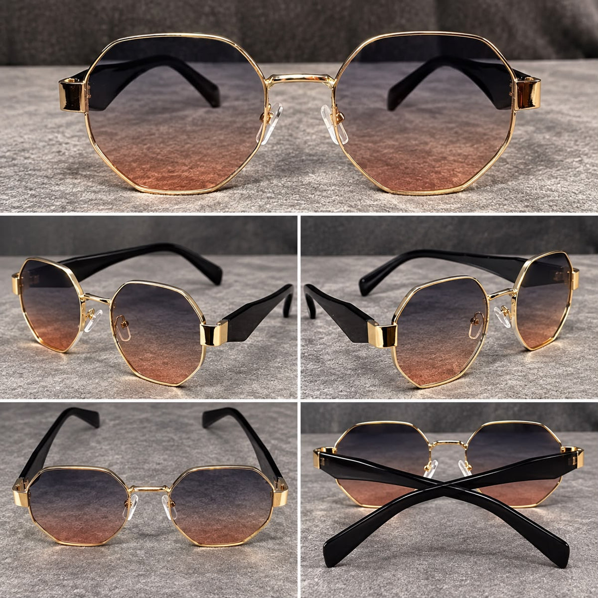 Lentes de Sol Metálicos Octagonales Unisex-zoom-4