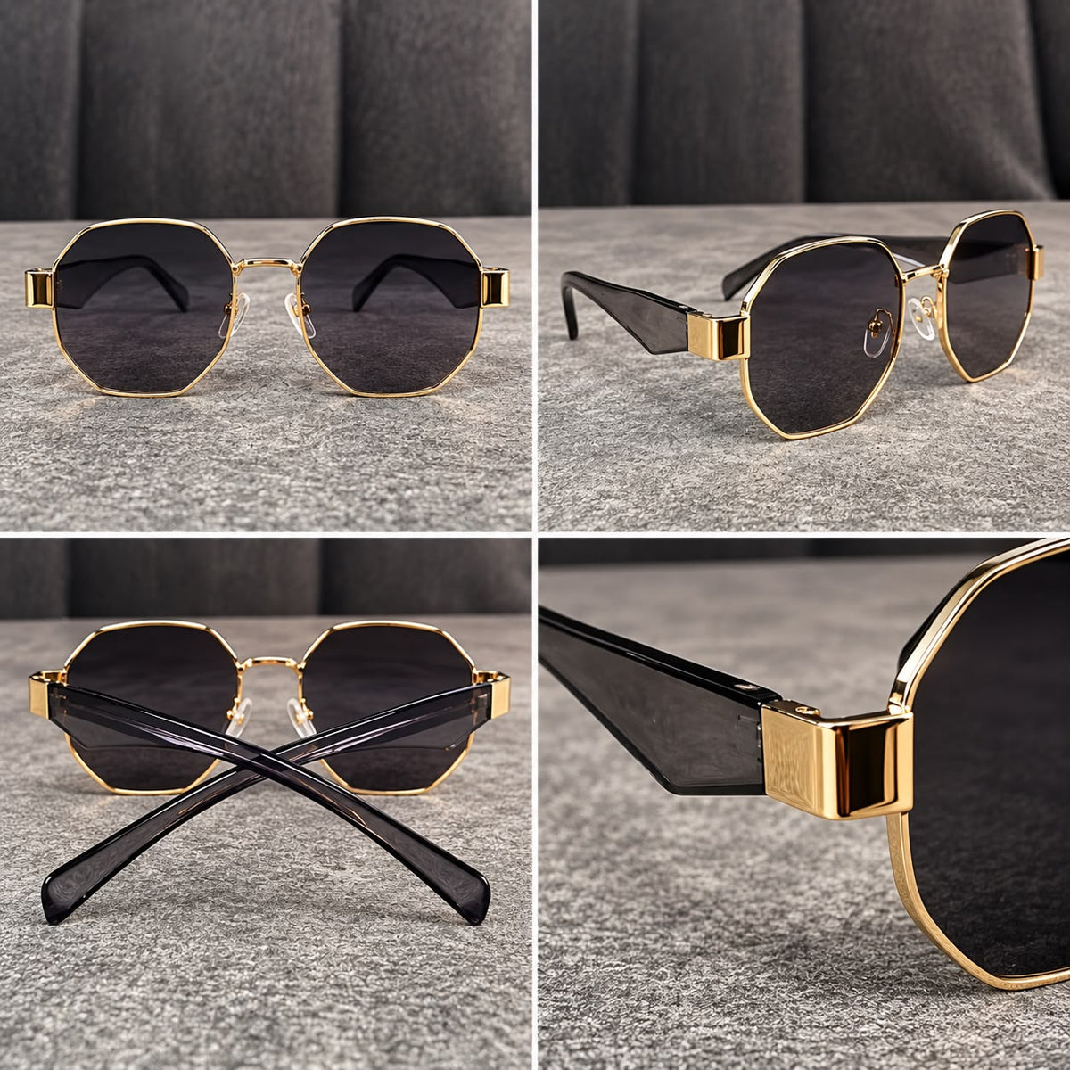 Lentes de Sol Metálicos Octagonales Unisex-zoom-6