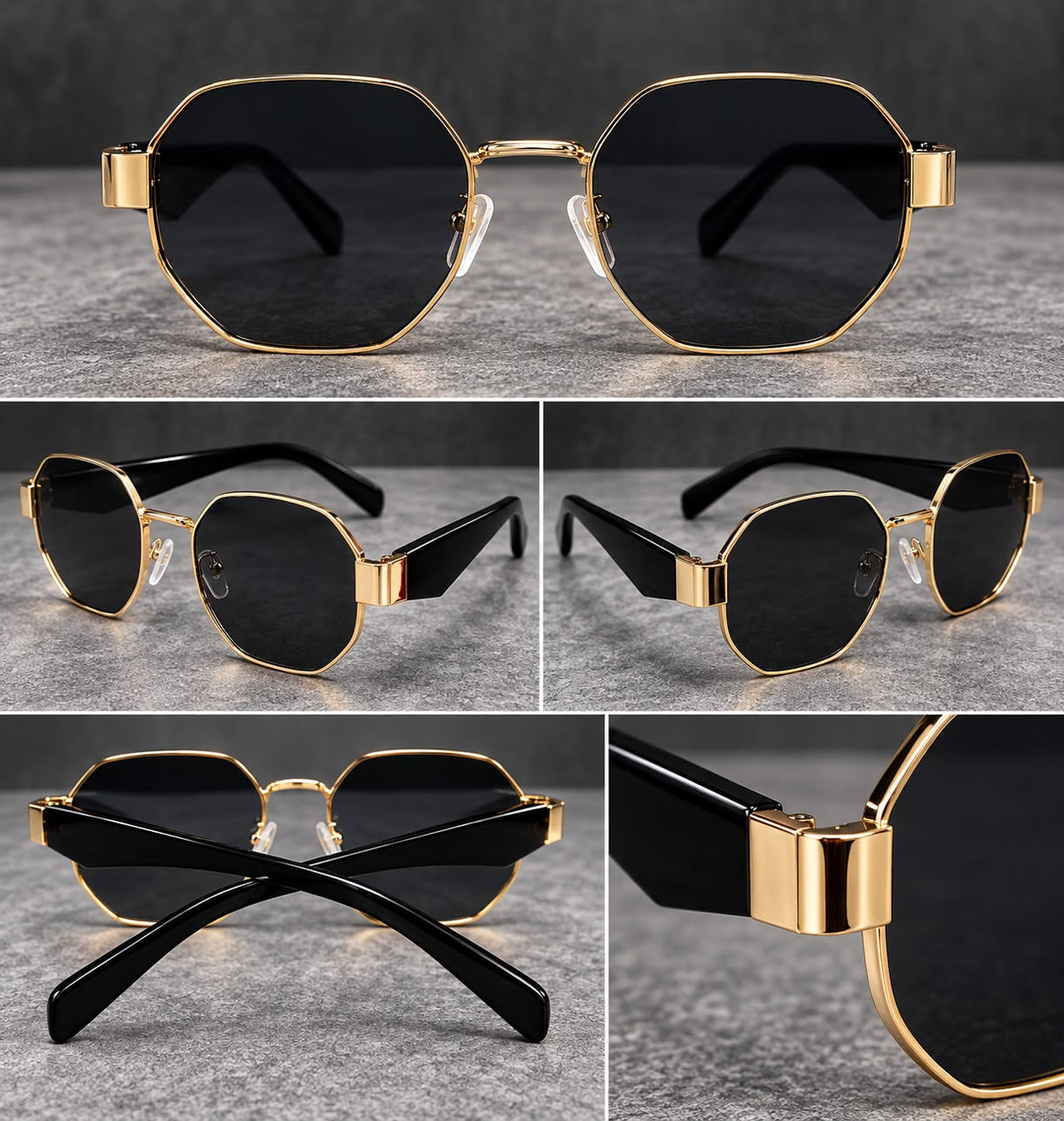 Lentes de Sol Metálicos Octagonales Unisex