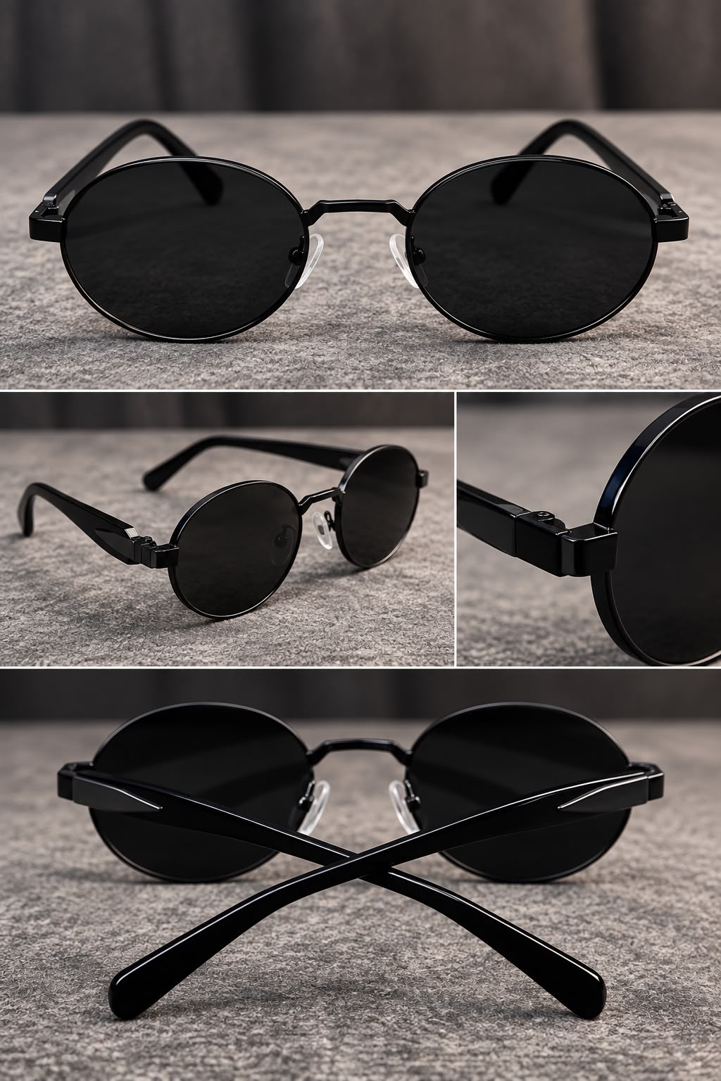 Lentes de Sol Ovalados Metálicos Unisex-thumbmail-2