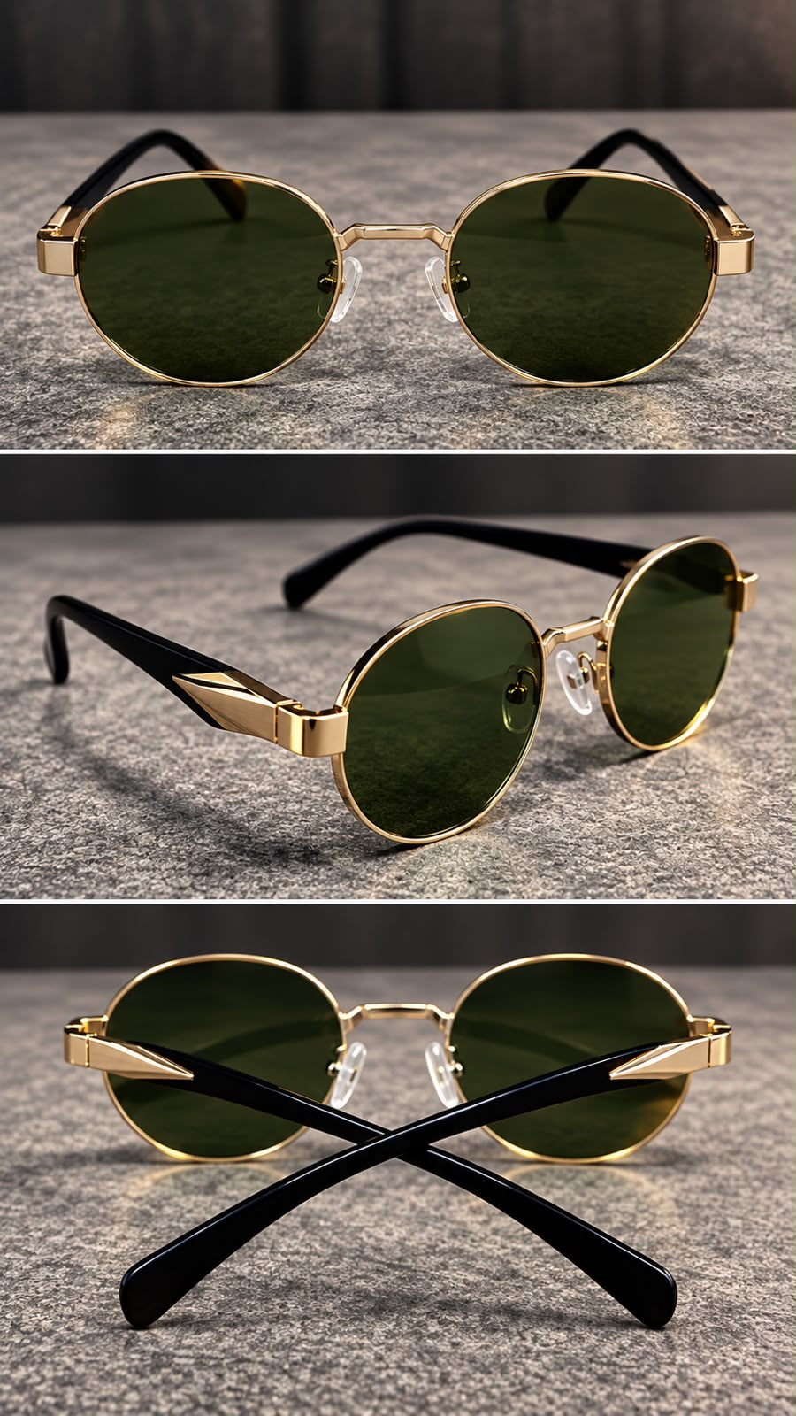 Lentes de Sol Ovalados Metálicos Unisex-zoom-3