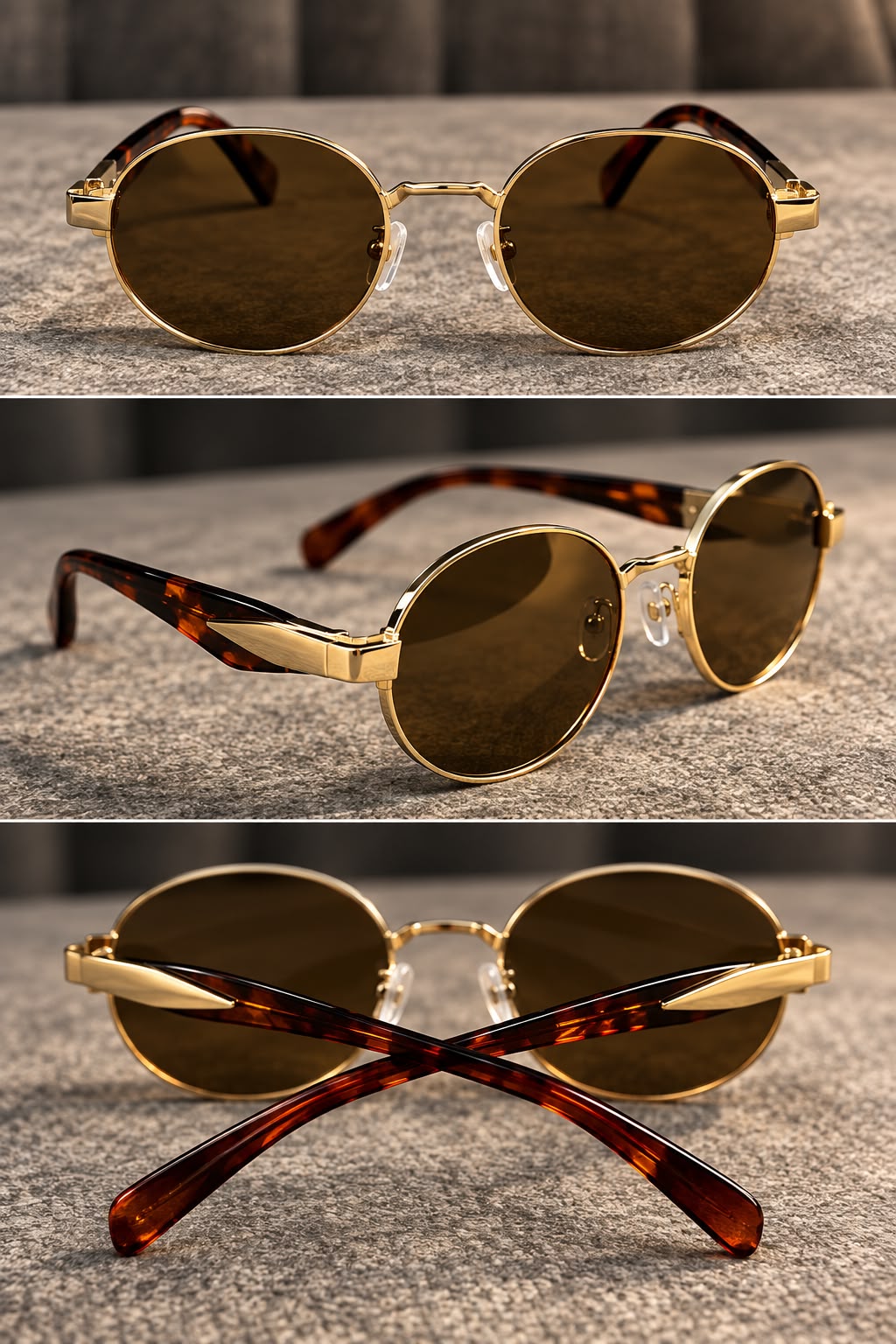 Lentes de Sol Ovalados Metálicos Unisex-zoom-4