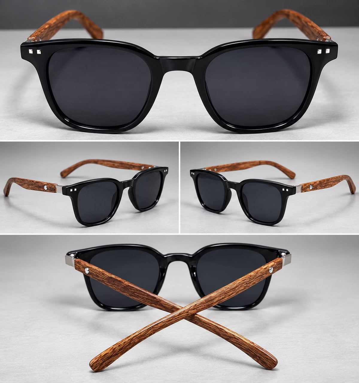 Lentes de Sol Vintage Grano de Madera Unisex-thumbmail-8