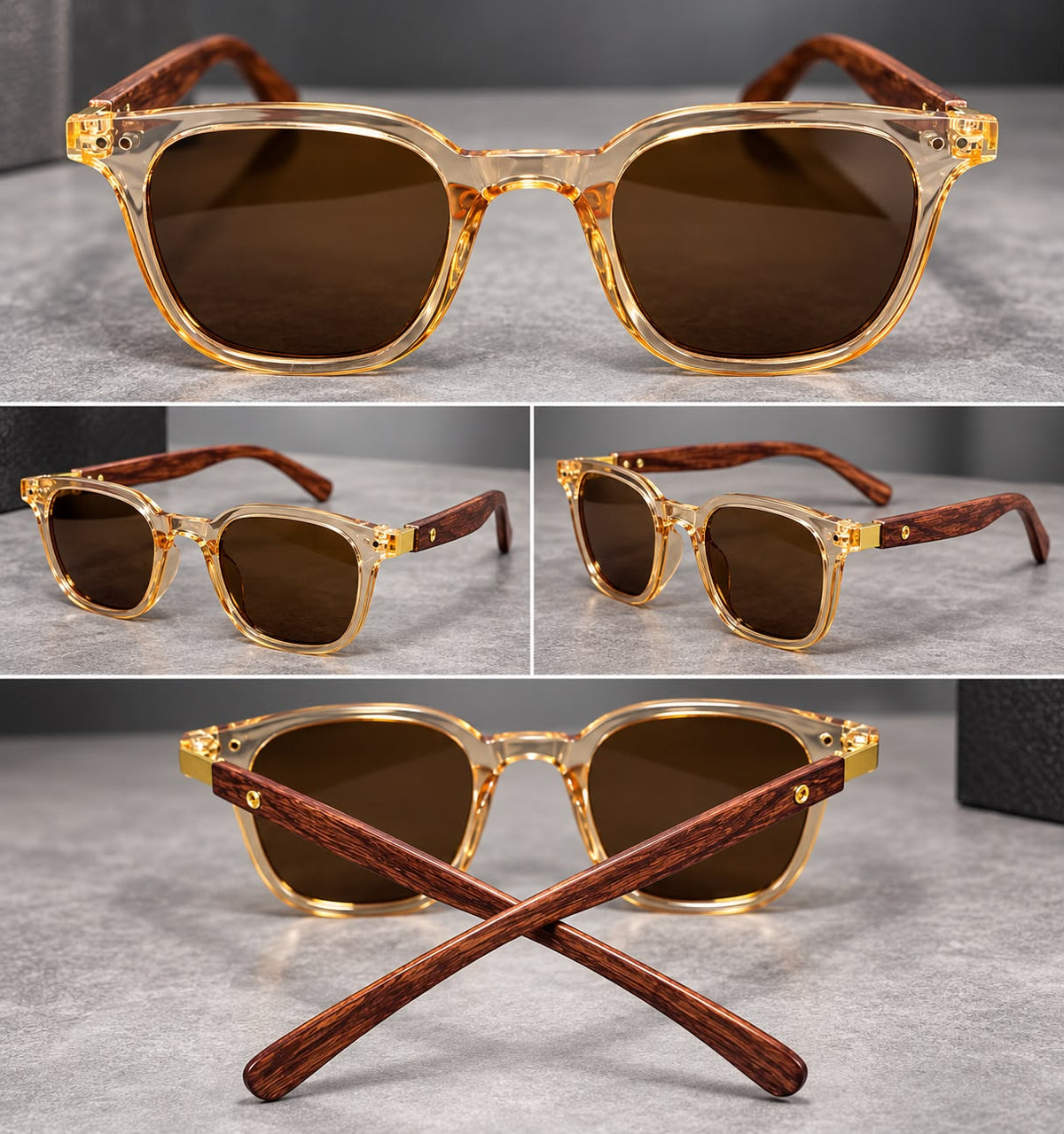 Lentes de Sol Vintage Grano de Madera Unisex-zoom-4