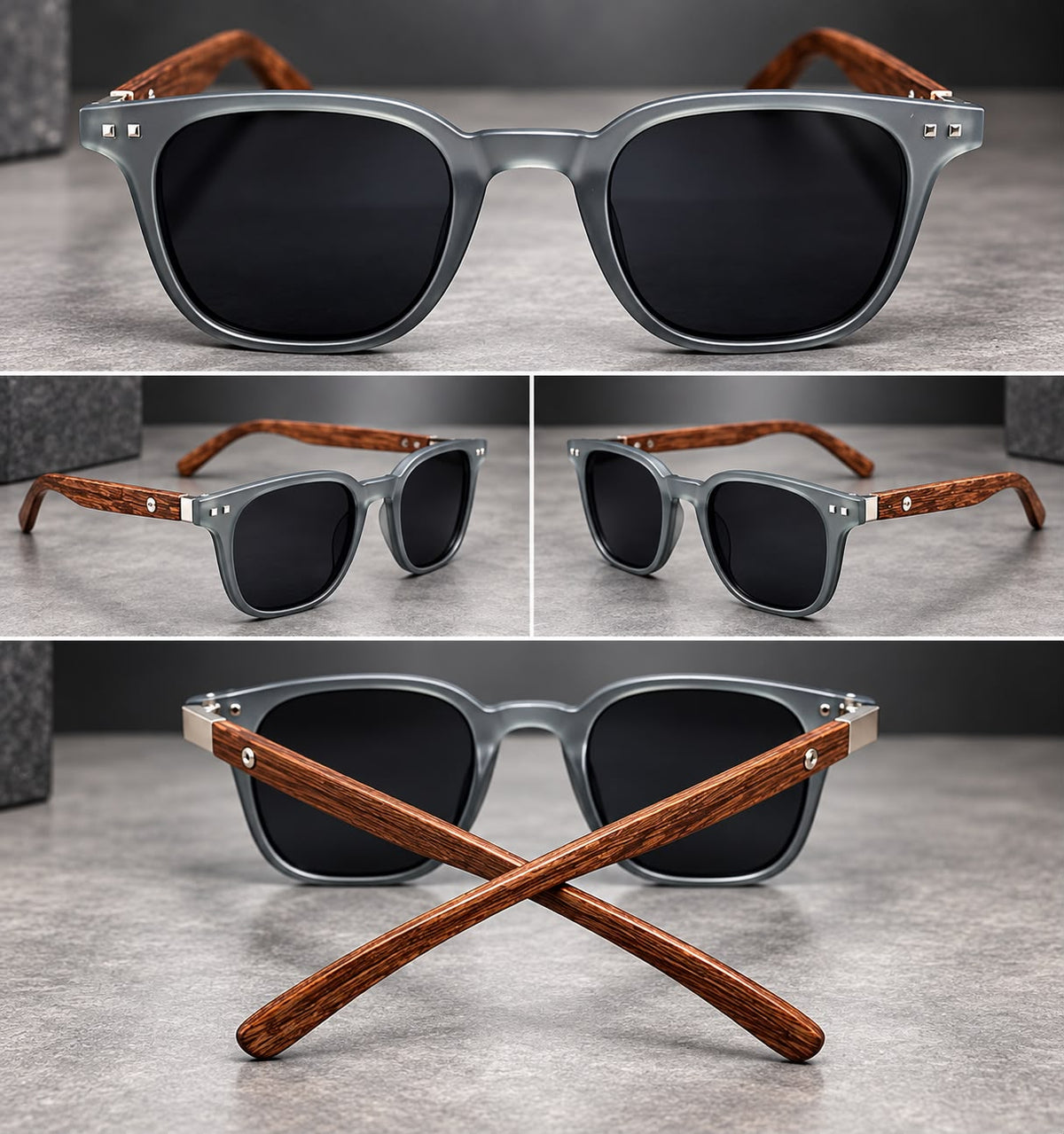Lentes de Sol Vintage Grano de Madera Unisex-zoom-3