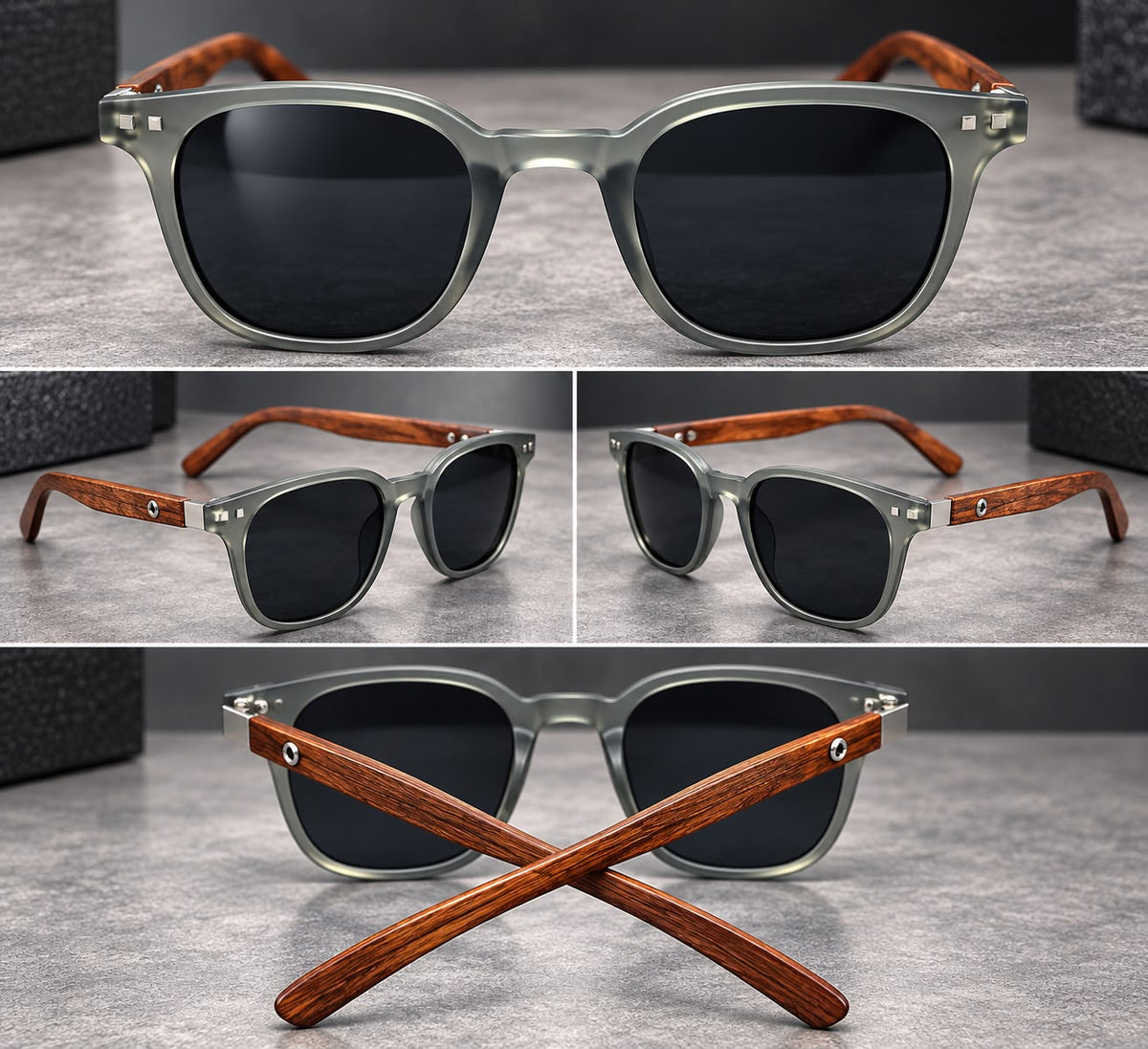 Lentes de Sol Vintage Grano de Madera Unisex-zoom-5