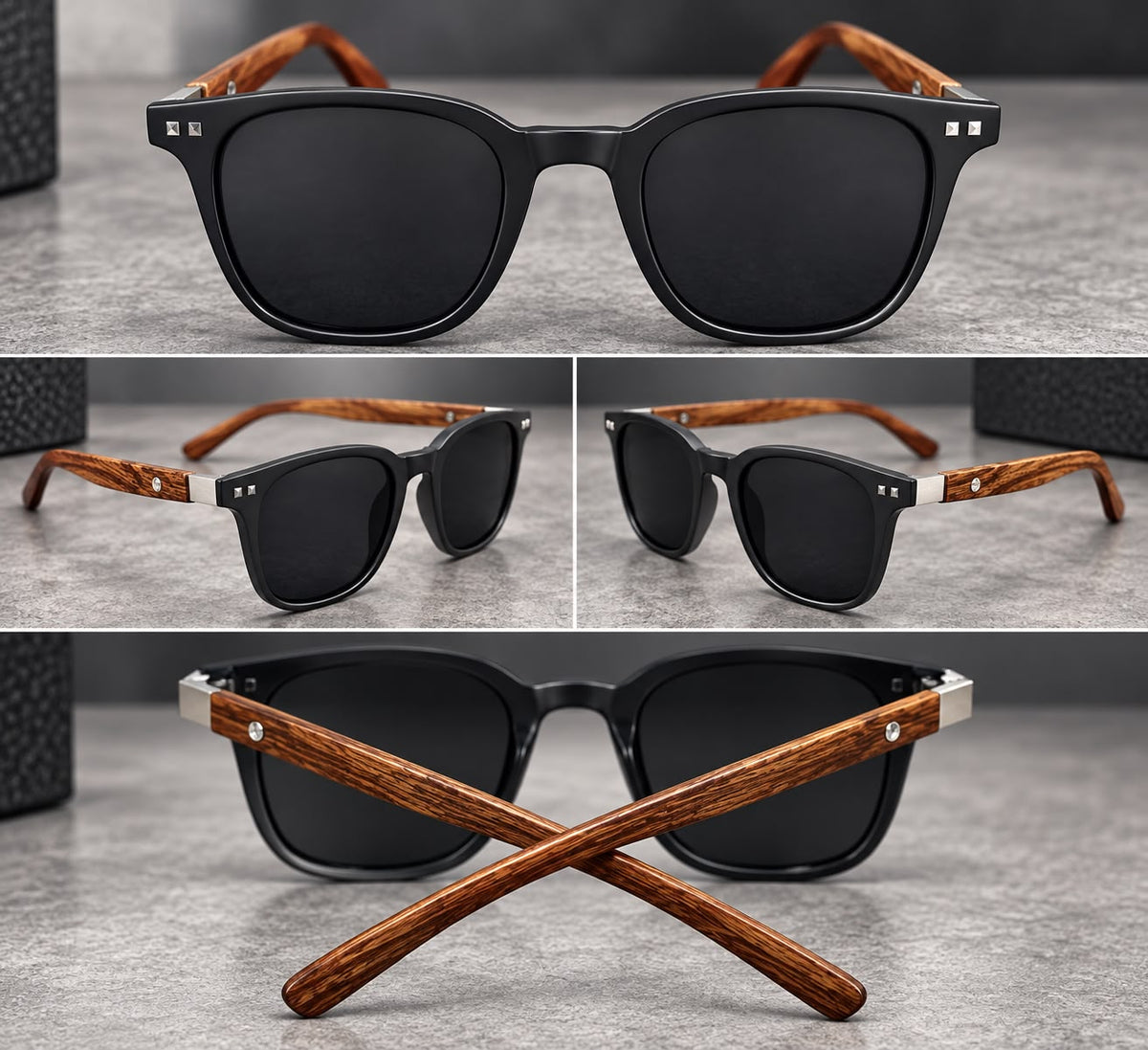 Lentes de Sol Vintage Grano de Madera Unisex-zoom-6