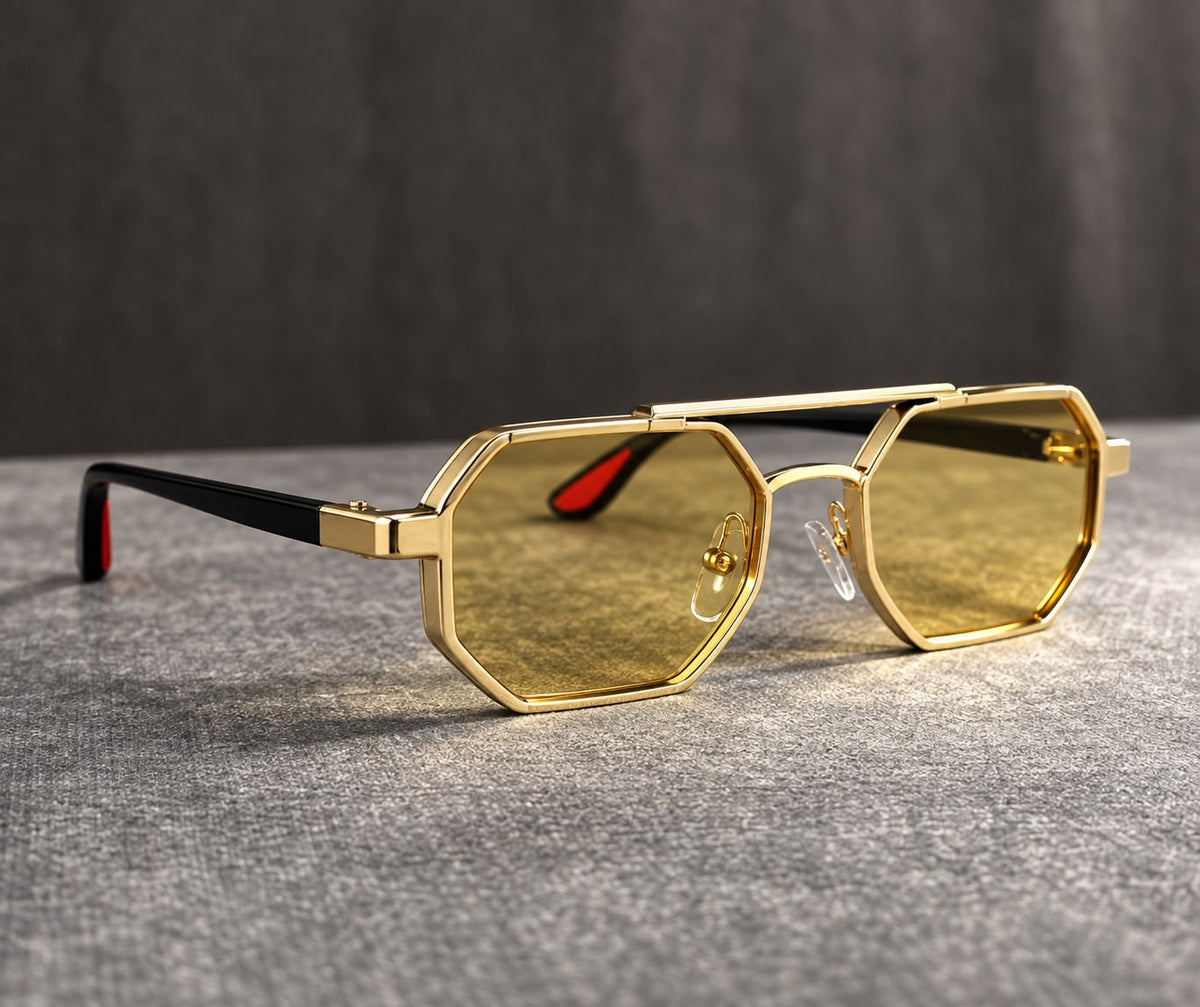 Lentes de Sol Octagonales Metálicos Unisex-thumbmail-2
