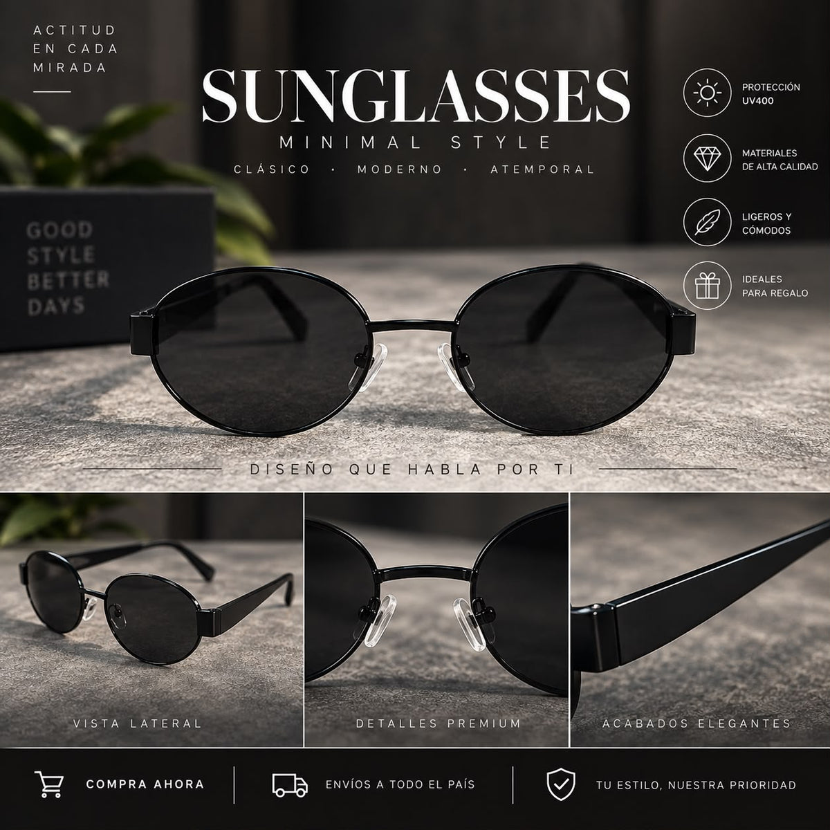 Lentes de Sol Ovalados Estilo Minimalista-thumbmail-2