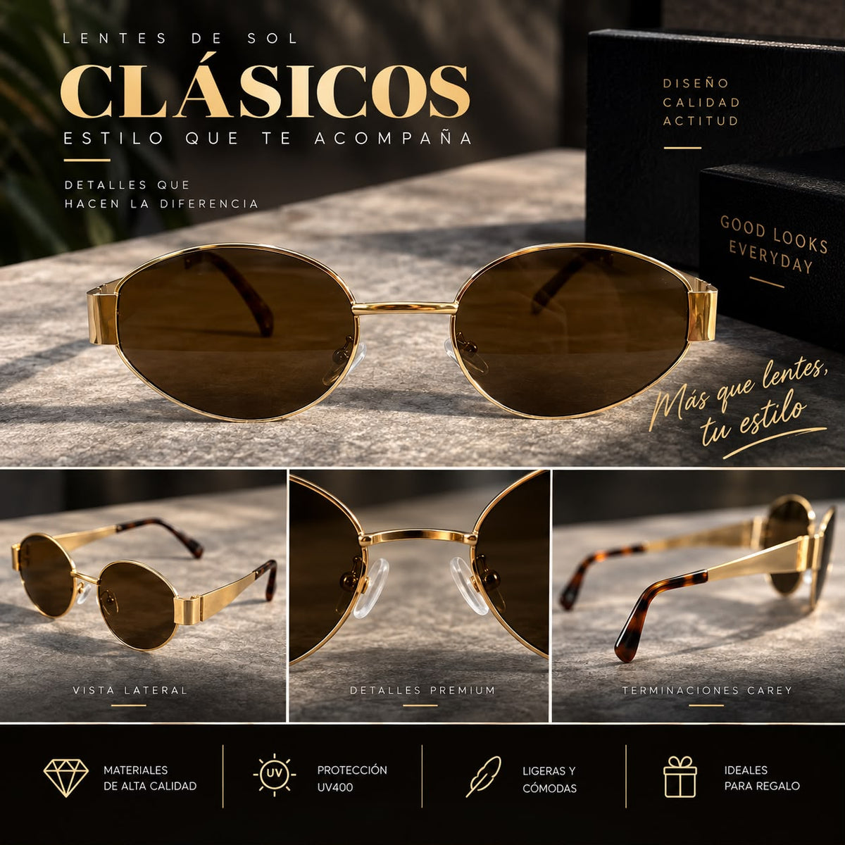 Lentes de Sol Ovalados Full-Rim Retro-zoom-3