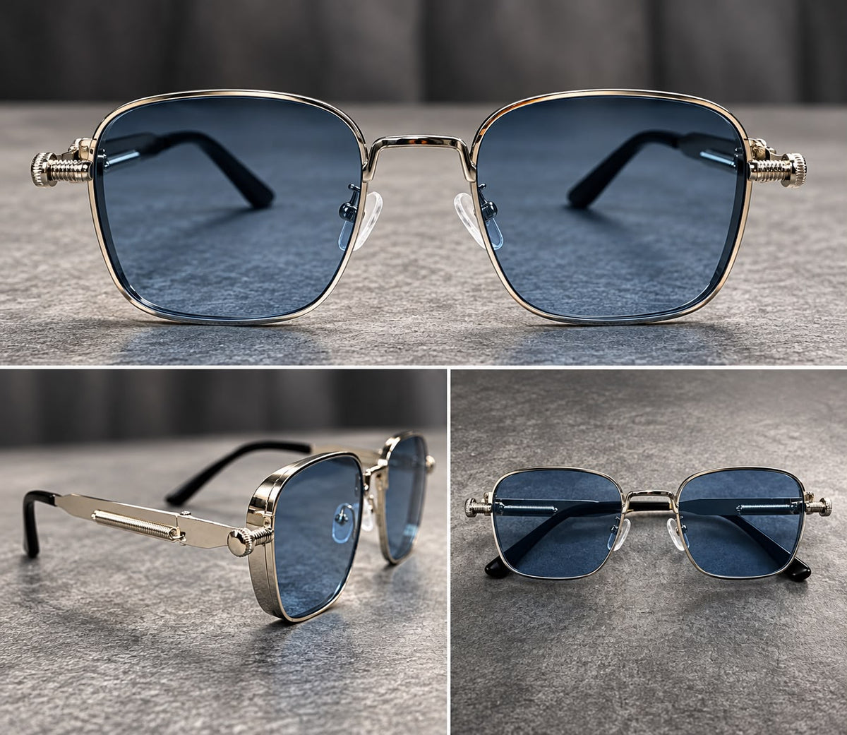 Lentes de Sol Cuadrados Steampunk Metal-zoom-6