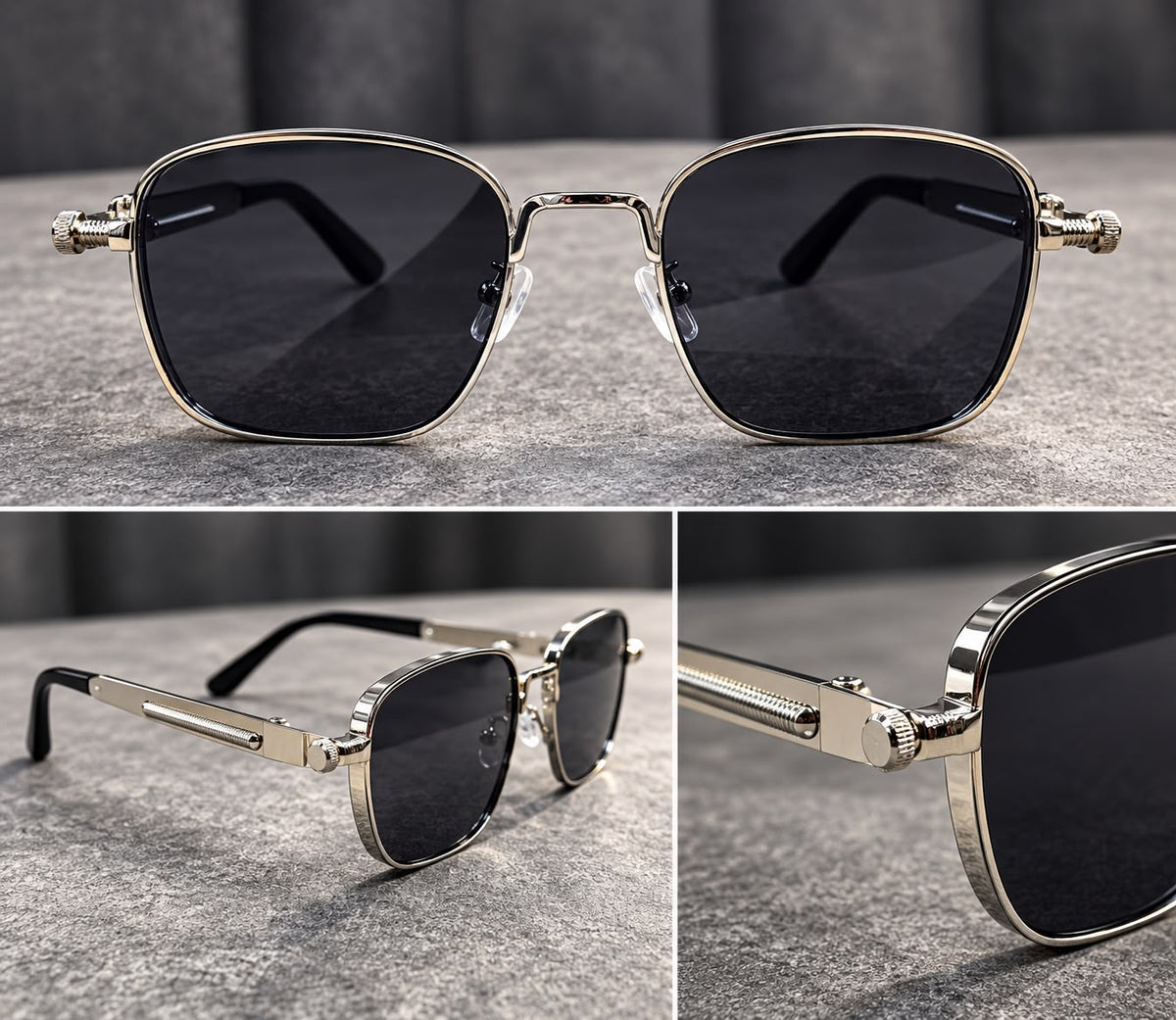 Lentes de Sol Cuadrados Steampunk Metal-zoom-5
