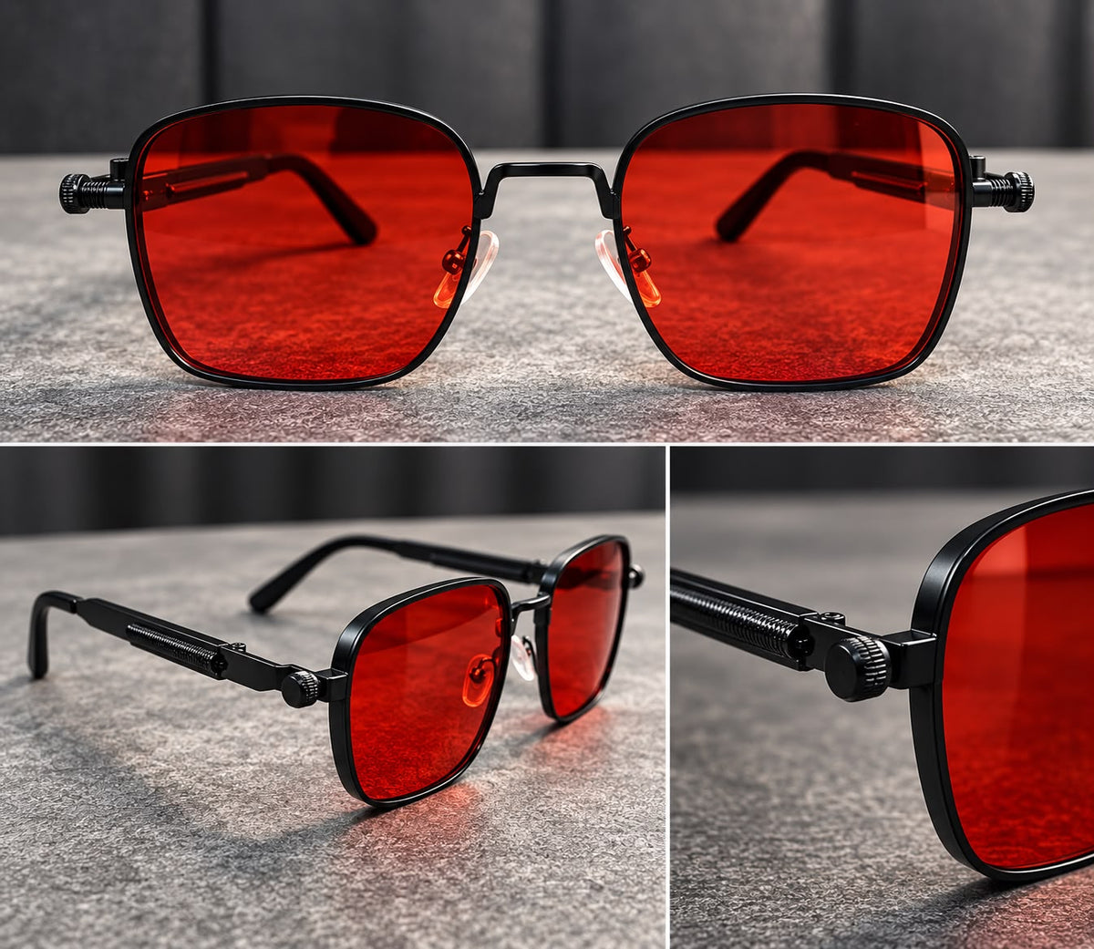 Lentes de Sol Cuadrados Steampunk Metal-zoom-8