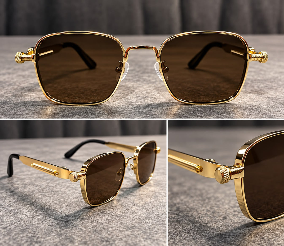 Lentes de Sol Cuadrados Steampunk Metal-thumbmail-2