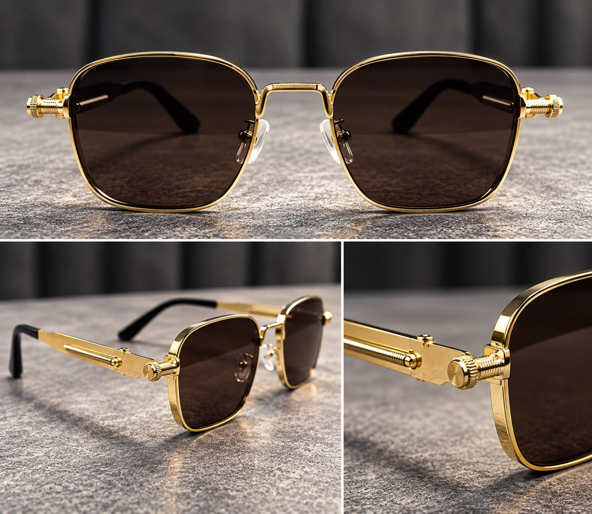 Lentes de Sol Cuadrados Steampunk Metal-zoom-3