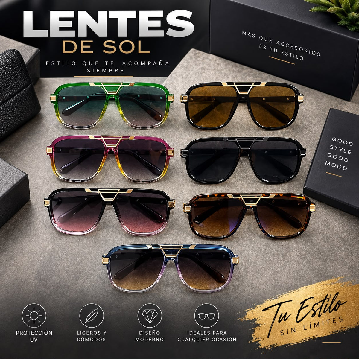 Lentes de Sol Aviador Doble Puente Premium