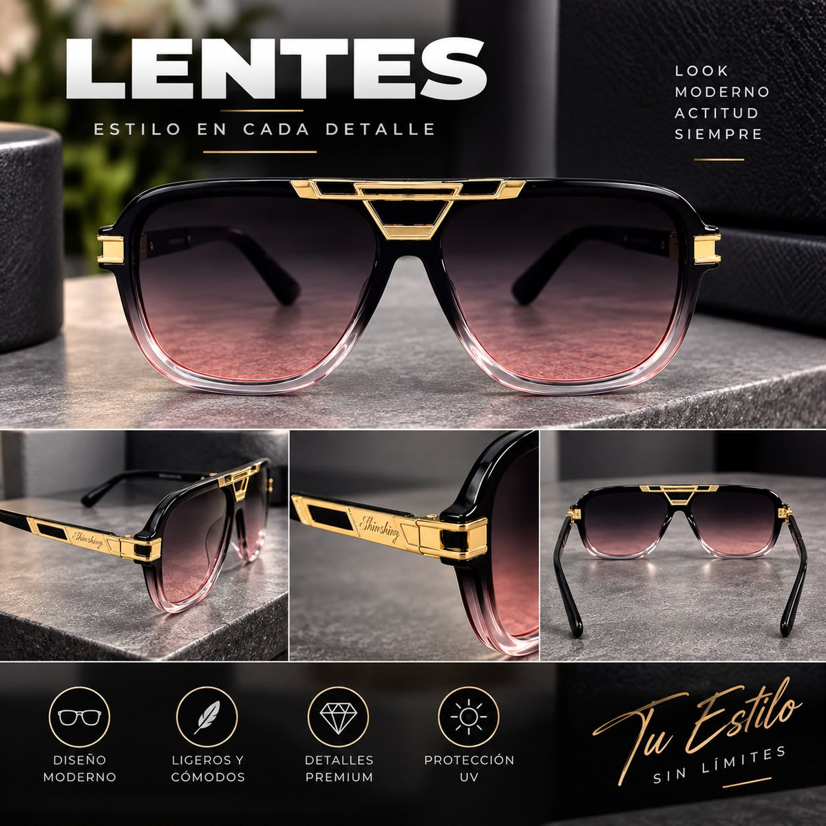 Lentes de Sol Aviador Doble Puente Premium-zoom-7