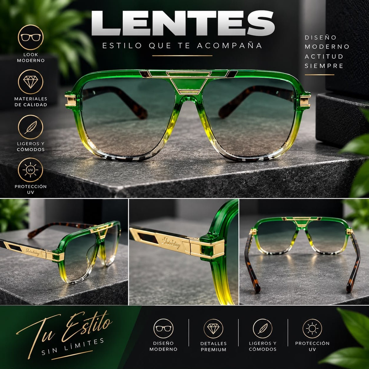 Lentes de Sol Aviador Doble Puente Premium-zoom-6