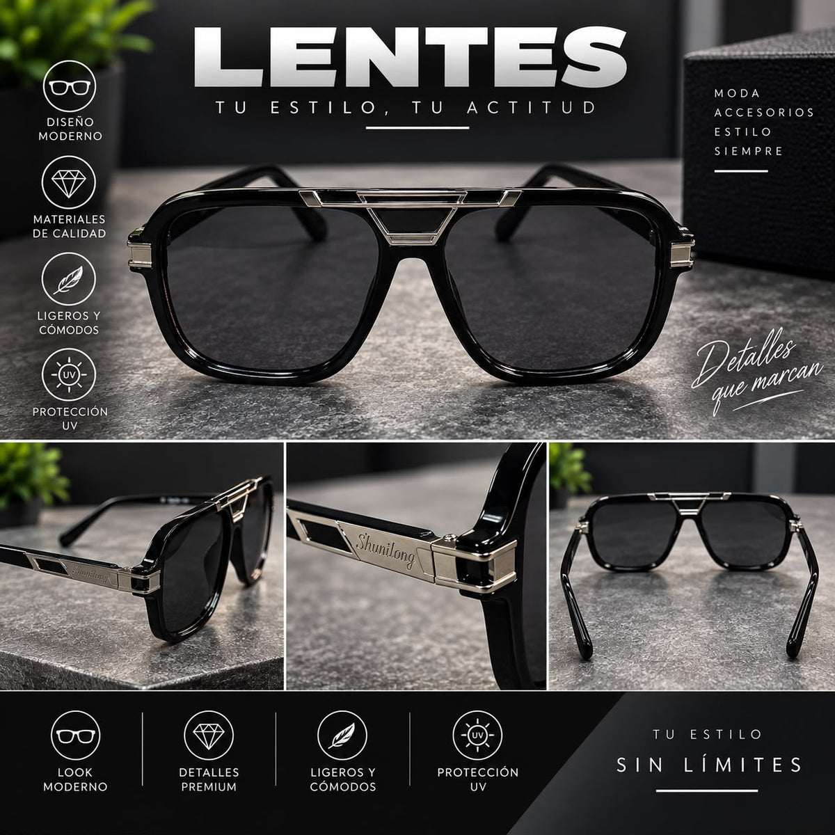 Lentes de Sol Aviador Doble Puente Premium-zoom-3