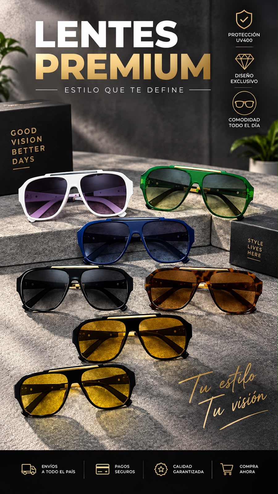 Lentes de Sol Aviador Premium Retro