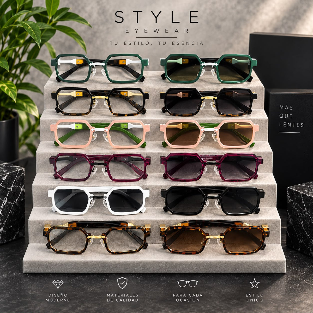 Lentes Cuadrados Retro Armazón Geométrico Premium