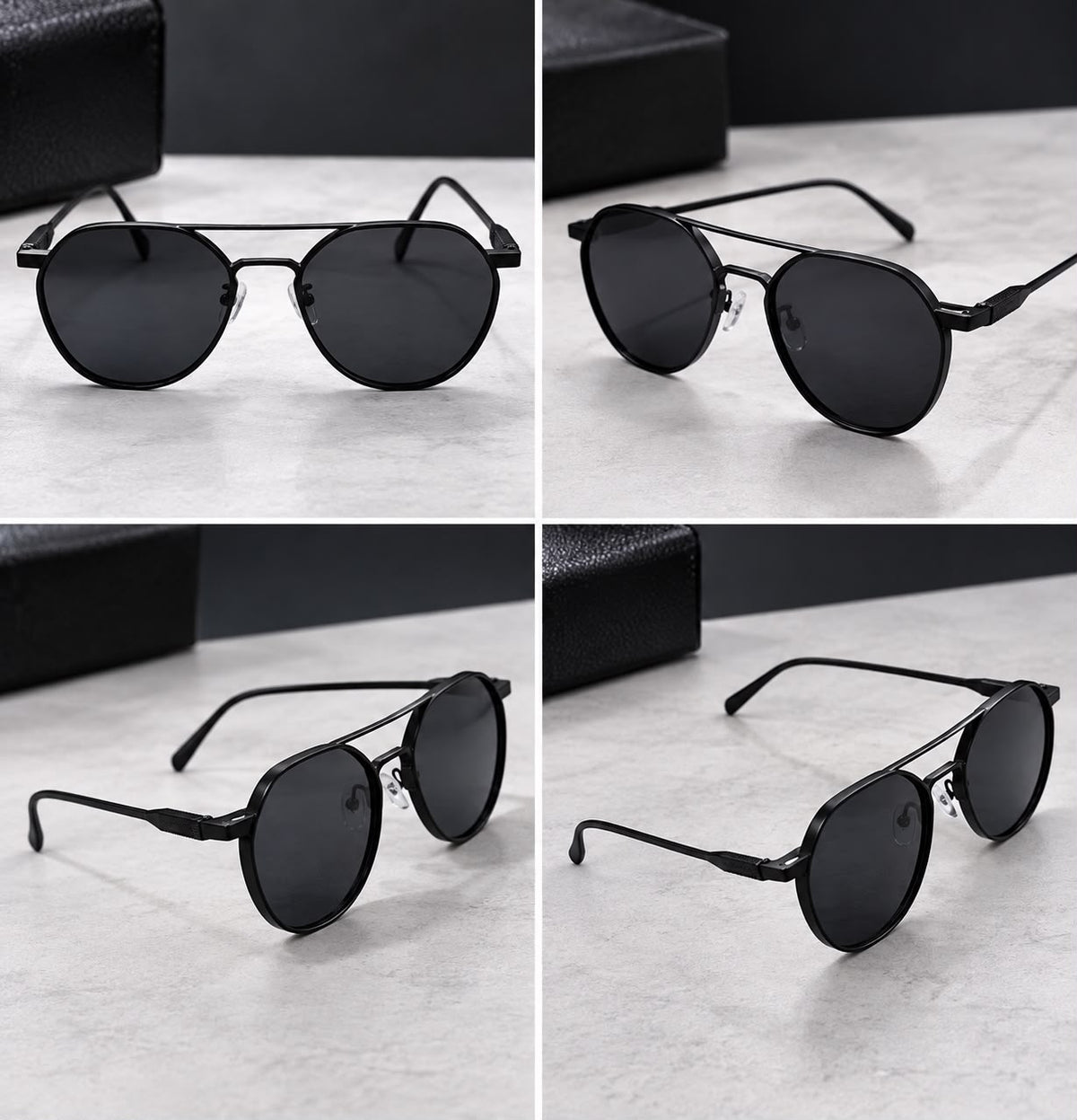 Lentes de Sol Montura Metálica Fina Redonda-thumbmail-2