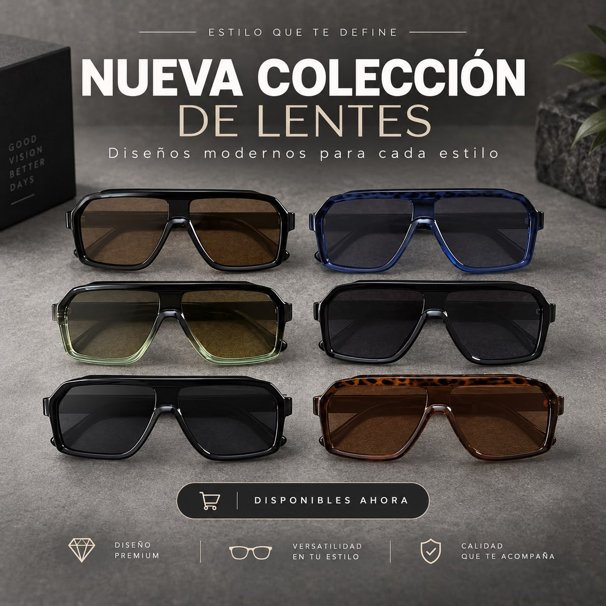 Lentes de Sol Oversize de Frente Plano