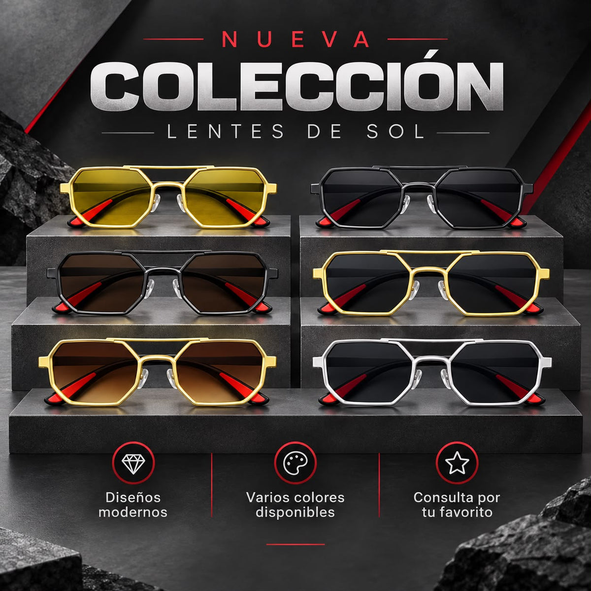 Lentes de Sol Urbanos Doble Puente Metálico
