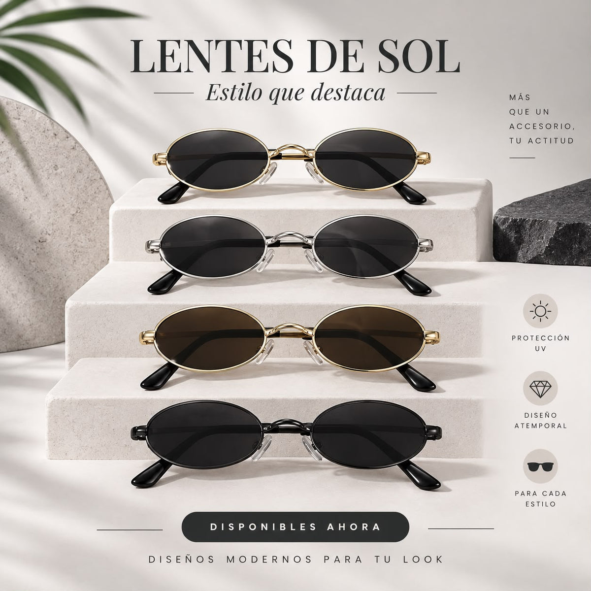 Lentes de Sol Ovalados Pequeños