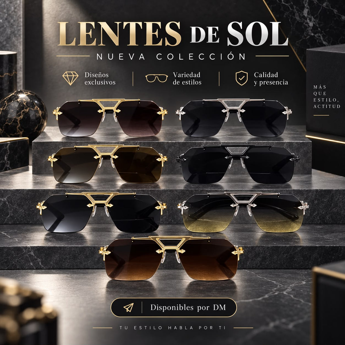 Lentes de Sol Sin Marco con Puente Metálico