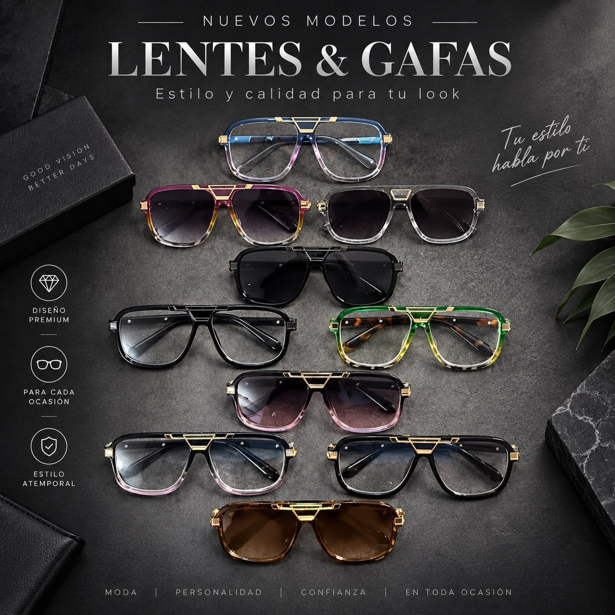 Lentes de Moda con Cristal Transparente y Oscuros-thumbmail-1