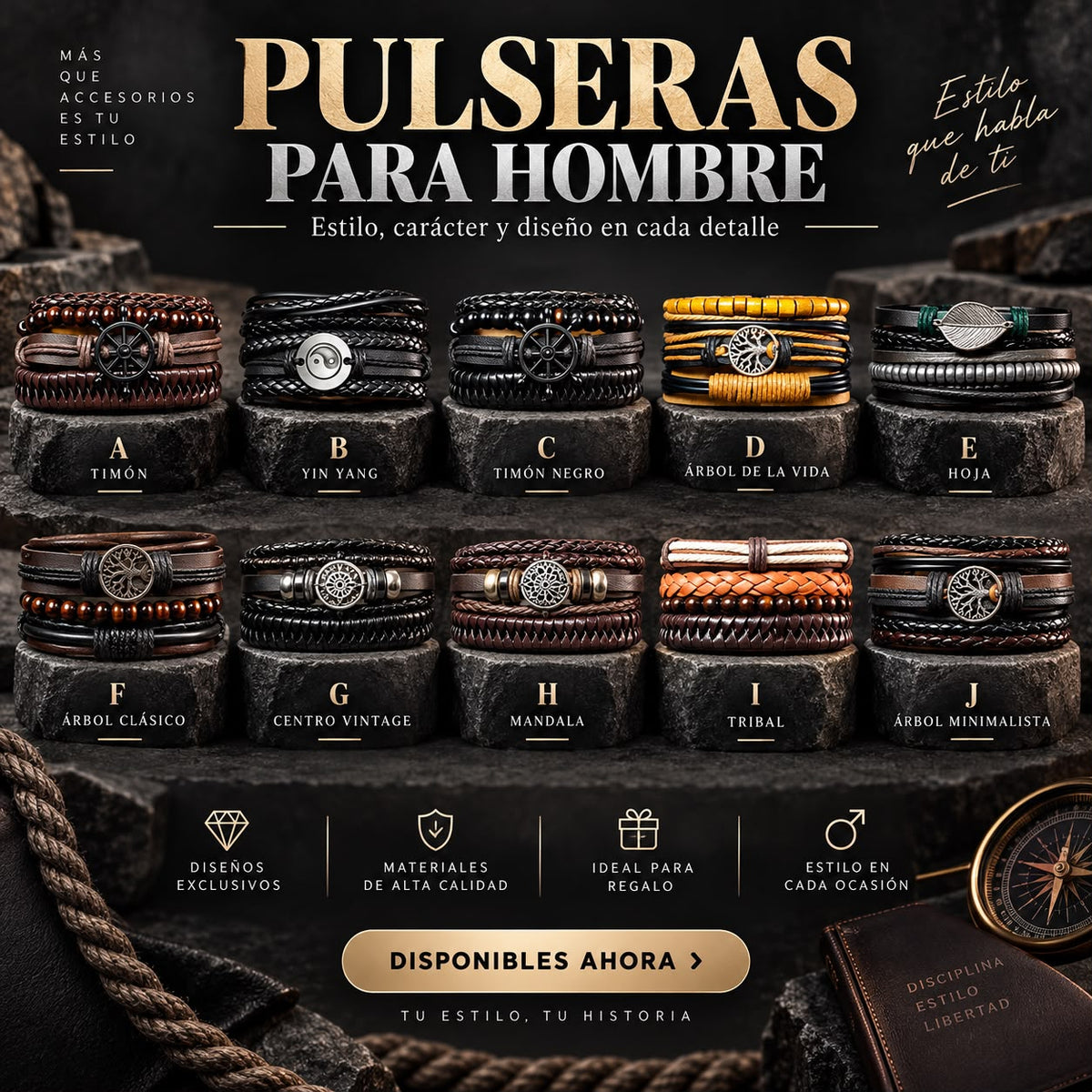 Pulseras Estilo Artesanal Multicapa con Dije