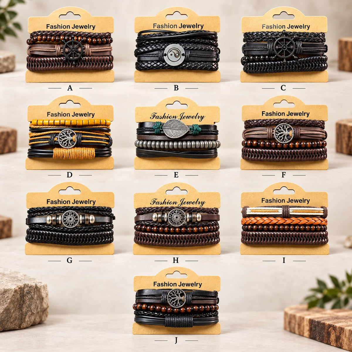 Pulseras Estilo Artesanal Multicapa con Dije-thumbmail-11