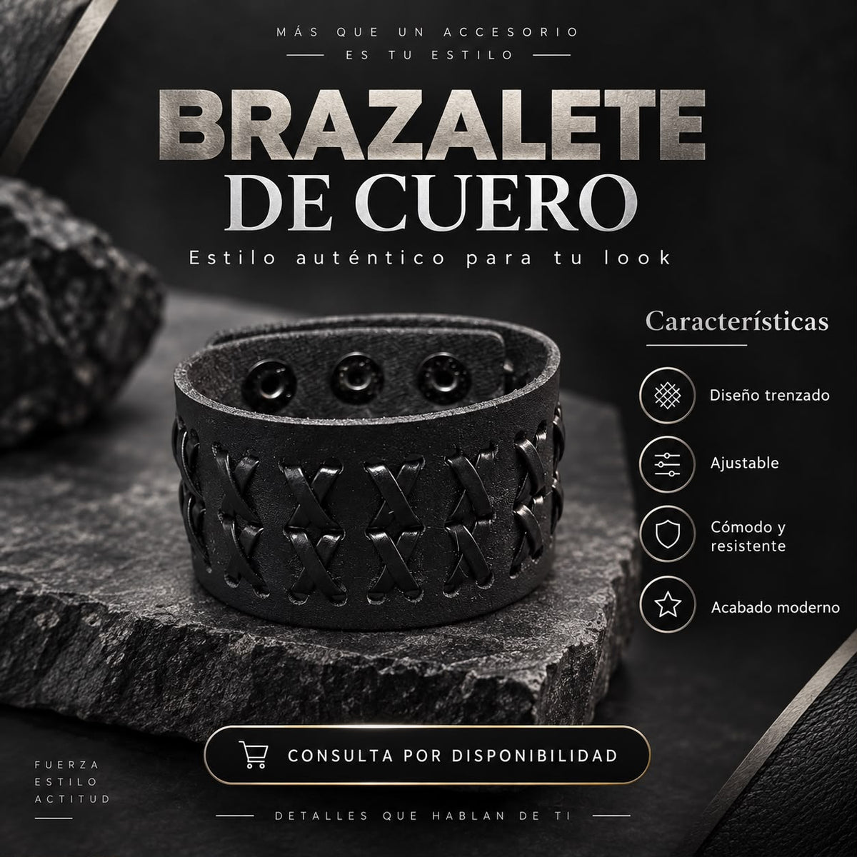Brazalete Negro Ancho Lazado