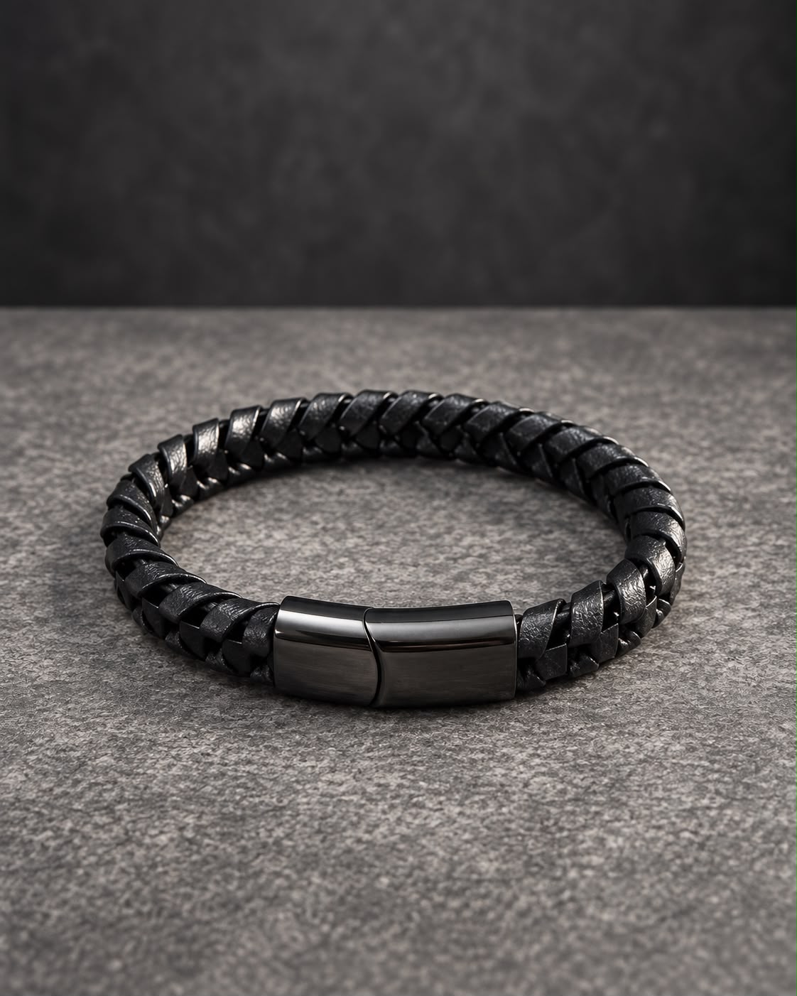 Pulsera de Cuero Trenzado con Cadena de Acero Inoxidable-thumbmail-2