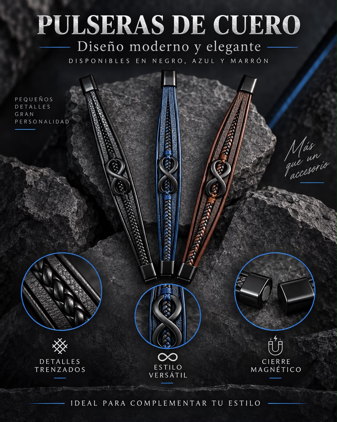 Pulsera Multicapa con Símbolo de Infinito para Hombre