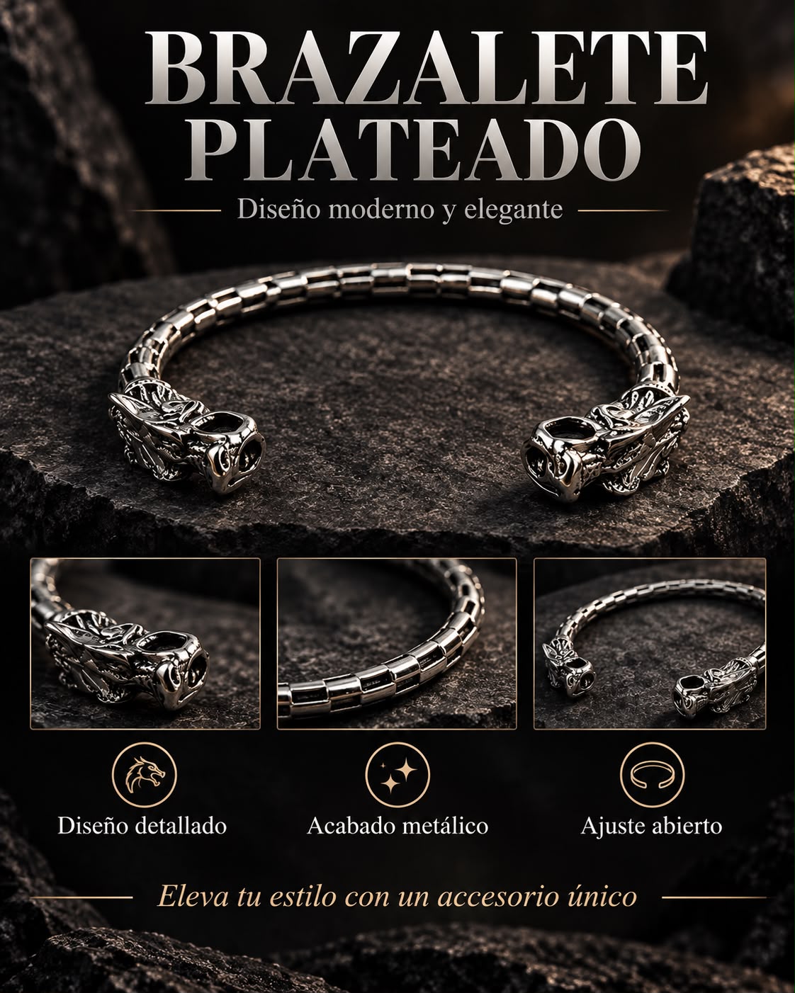 Brazalete Vikingo Aleacion Plateada-thumbmail-1