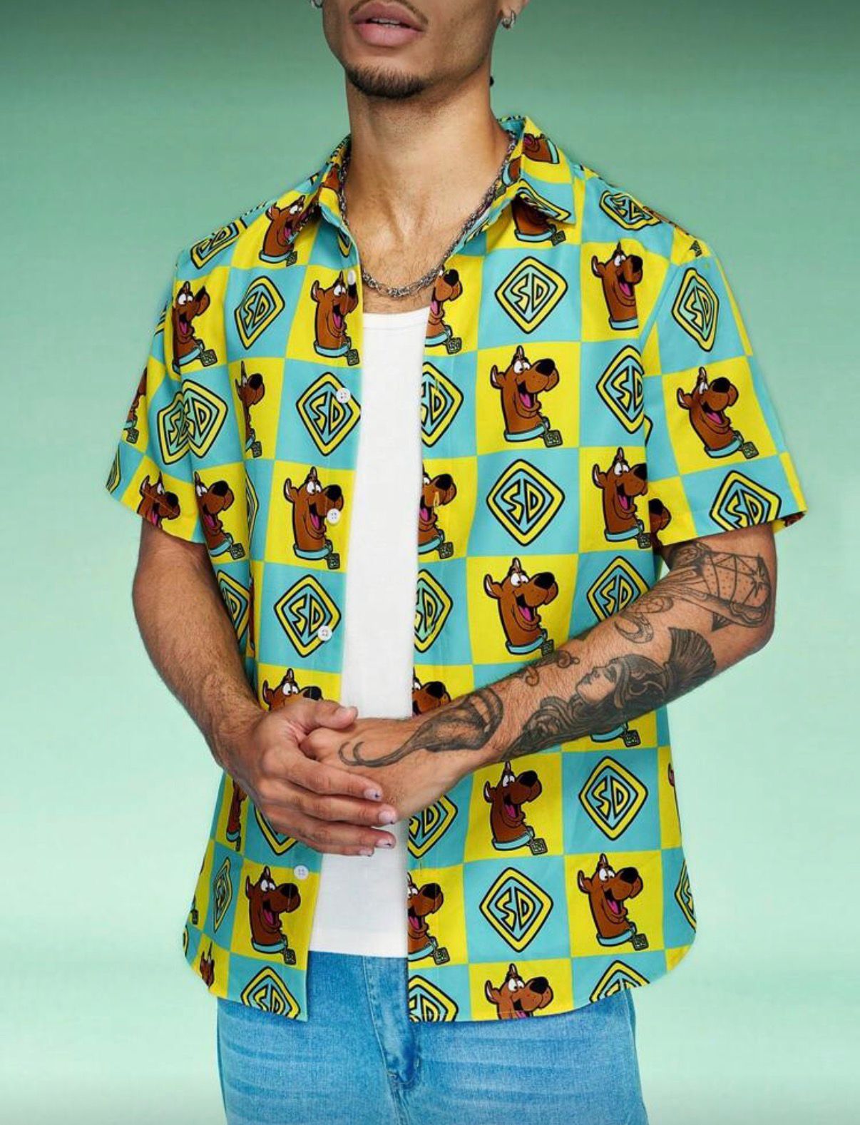 Camisa Scooby Cuadros Amarillo Celeste-1