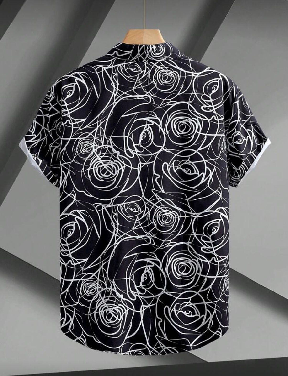 Camisa Negra Rosas Lineales-2