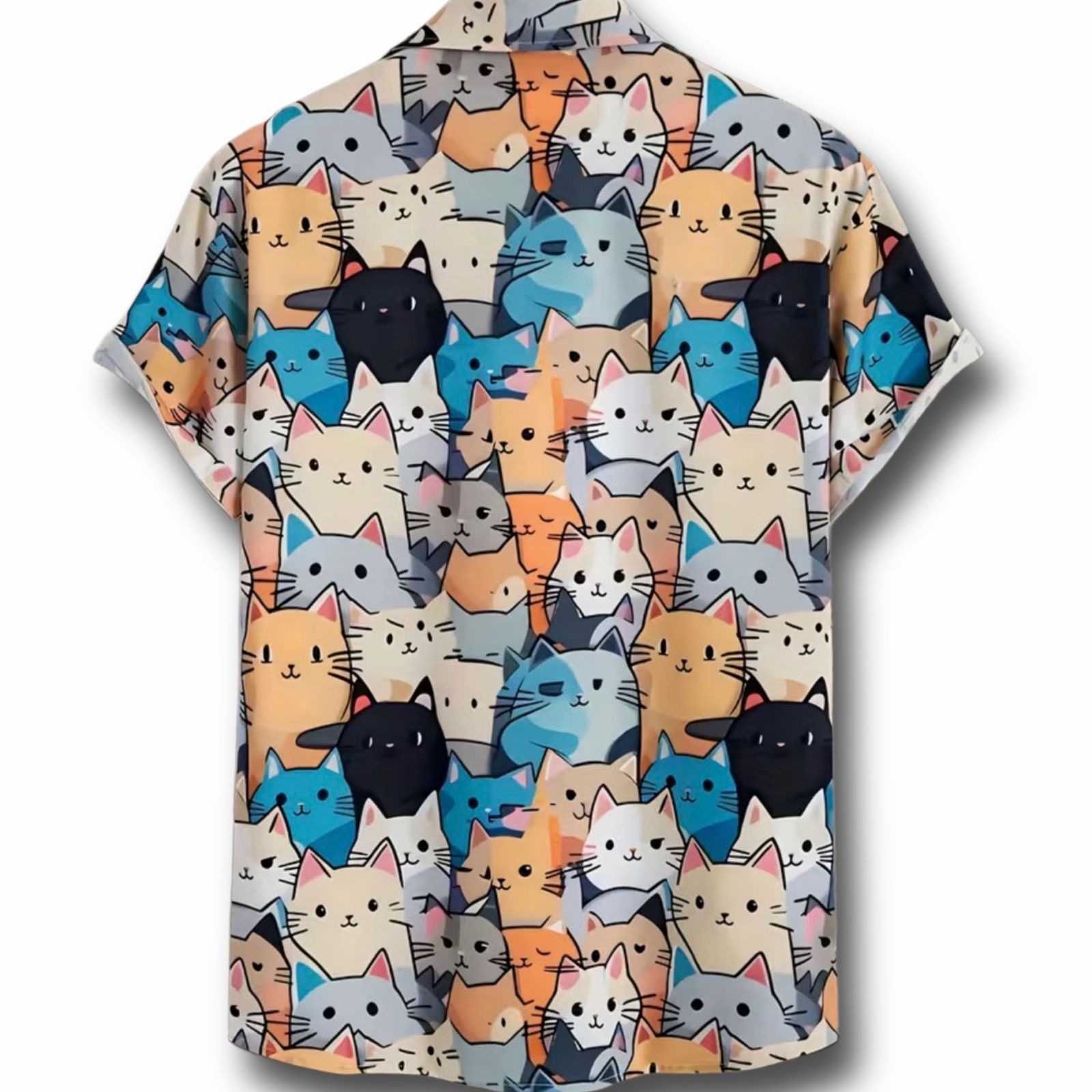 Camisa Collage de Gatos Multicolor - vista espalda