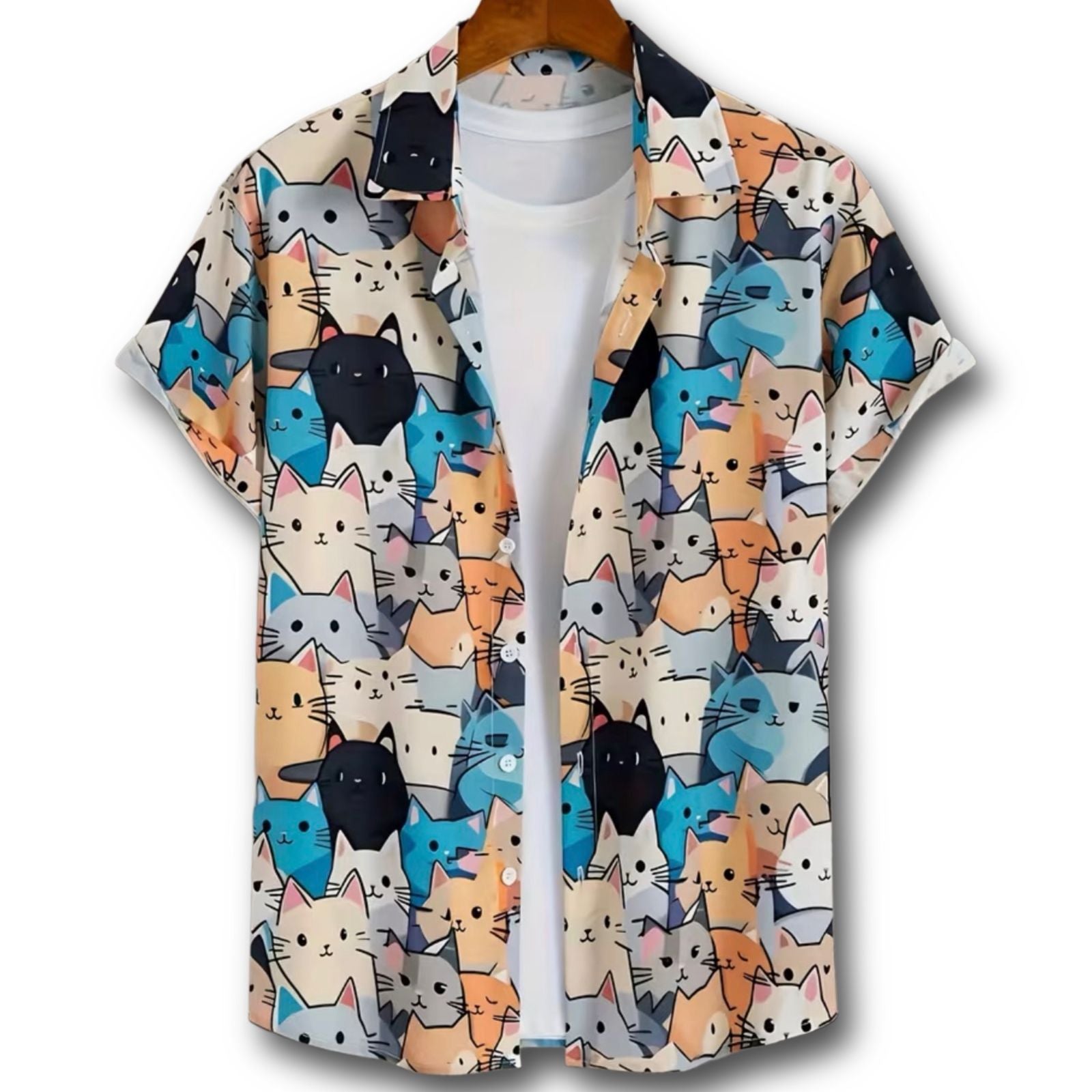 Camisa Collage de Gatos Multicolor - vista frontal