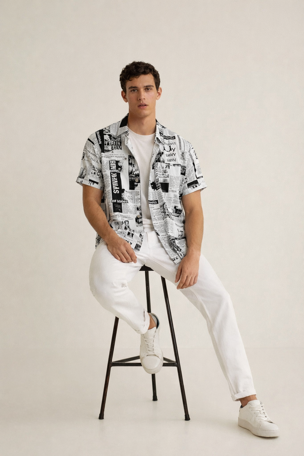 Camisa Print Editorial Blanco & Negro-1